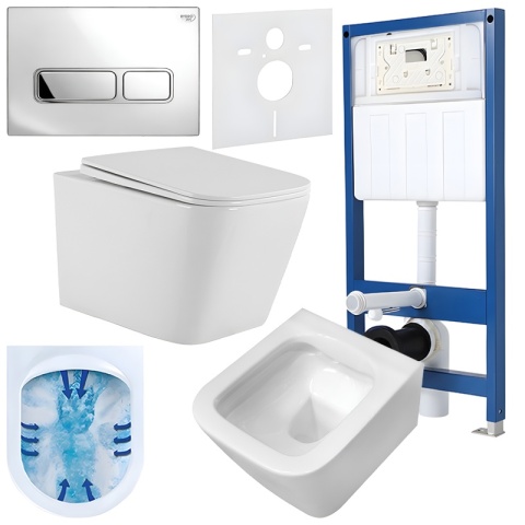 ZESTAW PODTYNKOWY WC STELAŻ HYDROSAN MISKA AQUA-WH-03 PRZYCISK BUTTON-6-CH CHROM