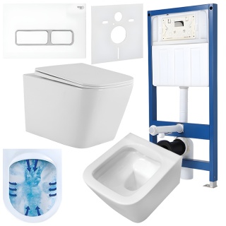 ZESTAW PODTYNKOWY WC STELAŻ HYDROSAN MISKA AQUA-WH-03 PRZYCISK BUTTON-6-WH BIAŁY