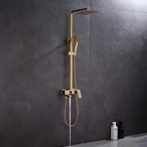 BATERIA PRYSZNICOWA ŁAZIENKOWA Z DESZCZOWNICĄ NATRYSKOWA F170C-GL ZŁOTA