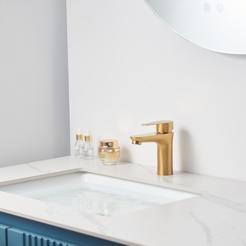 BATERIA UMYWALKOWA ŁAZIENKOWA NABLATOWA STOJĄCA JEDNOUCHWYTOWA AKRON ZŁOTA