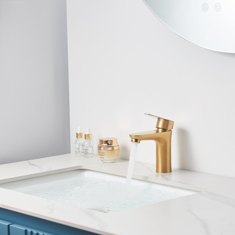 BATERIA UMYWALKOWA ŁAZIENKOWA NABLATOWA STOJĄCA JEDNOUCHWYTOWA AKRON ZŁOTA