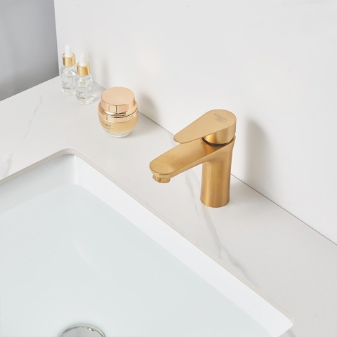 BATERIA UMYWALKOWA ŁAZIENKOWA NABLATOWA STOJĄCA JEDNOUCHWYTOWA AKRON ZŁOTA