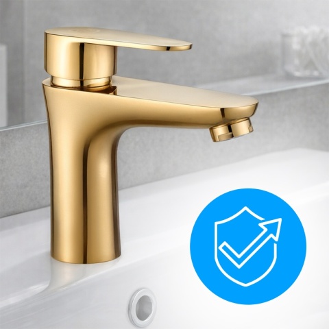 BATERIA UMYWALKOWA ŁAZIENKOWA NABLATOWA STOJĄCA JEDNOUCHWYTOWA AKRON ZŁOTA