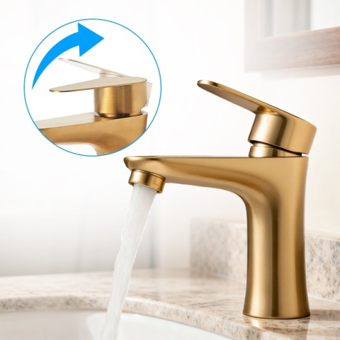 BATERIA UMYWALKOWA ŁAZIENKOWA NABLATOWA STOJĄCA JEDNOUCHWYTOWA AKRON ZŁOTA