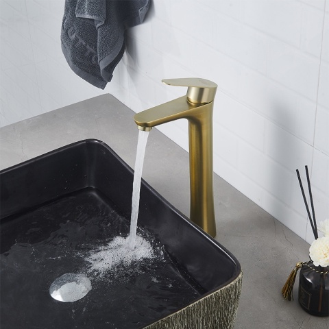 BATERIA UMYWALKOWA ŁAZIENKOWA STOJĄCA NABLATOWA AKRON-H ZŁOTA SZCZOTKOWANA