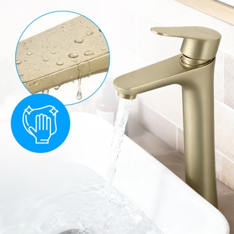 BATERIA UMYWALKOWA ŁAZIENKOWA STOJĄCA NABLATOWA AKRON-H ZŁOTA SZCZOTKOWANA