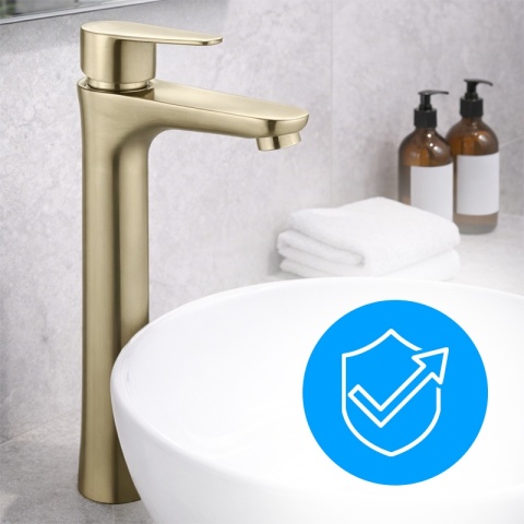 BATERIA UMYWALKOWA ŁAZIENKOWA STOJĄCA NABLATOWA AKRON-H ZŁOTA SZCZOTKOWANA