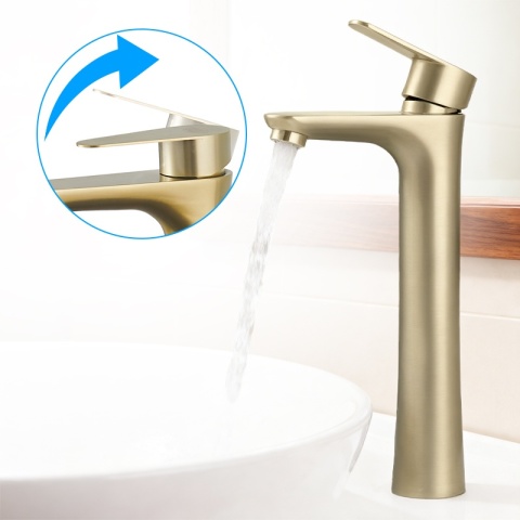 BATERIA UMYWALKOWA ŁAZIENKOWA STOJĄCA NABLATOWA AKRON-H ZŁOTA SZCZOTKOWANA