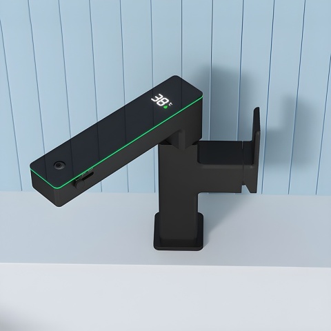 BATERIA UMYWALKOWA STOJĄCA ŁAZIENKOWA MEGI-BL CZARNA WYŚWIETLACZ LED