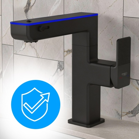 BATERIA UMYWALKOWA STOJĄCA ŁAZIENKOWA MEGI-BL CZARNA WYŚWIETLACZ LED