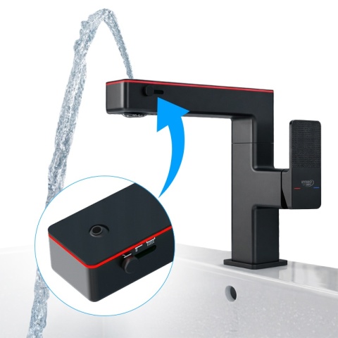 BATERIA UMYWALKOWA STOJĄCA ŁAZIENKOWA MEGI-BL CZARNA WYŚWIETLACZ LED