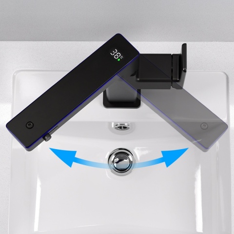 BATERIA UMYWALKOWA STOJĄCA ŁAZIENKOWA MEGI-BL CZARNA WYŚWIETLACZ LED