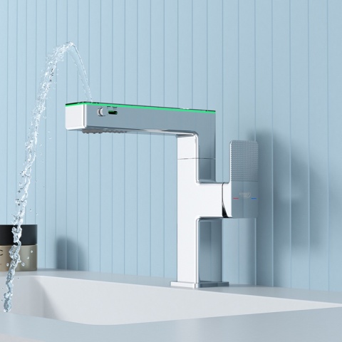 BATERIA UMYWALKOWA STOJĄCA ŁAZIENKOWA MEGI-CH CHROM WYŚWIETLACZ LED