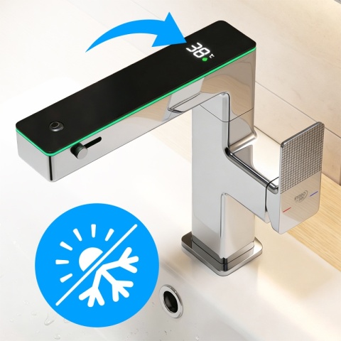 BATERIA UMYWALKOWA STOJĄCA ŁAZIENKOWA MEGI-CH CHROM WYŚWIETLACZ LED