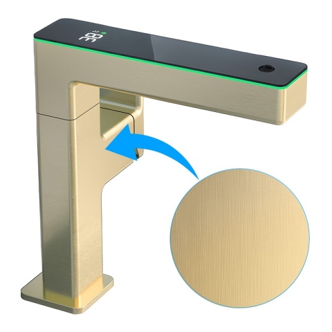 BATERIA UMYWALKOWA STOJĄCA ŁAZIENKOWA MEGI-GL-BR ZŁOTA SZCZOTKOWANA WYŚWIETLACZ LED