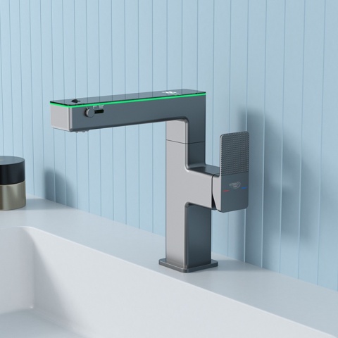 BATERIA UMYWALKOWA STOJĄCA ŁAZIENKOWA MEGI-GR SZARA WYŚWIETLACZ LED