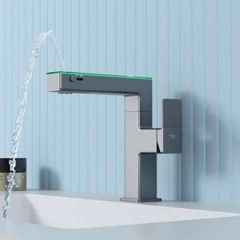 BATERIA UMYWALKOWA STOJĄCA ŁAZIENKOWA MEGI-GR SZARA WYŚWIETLACZ LED