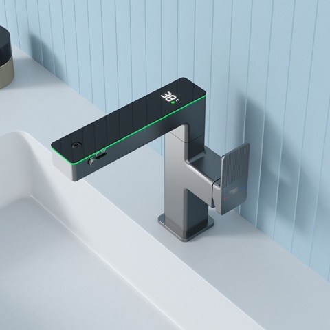 BATERIA UMYWALKOWA STOJĄCA ŁAZIENKOWA MEGI-GR SZARA WYŚWIETLACZ LED