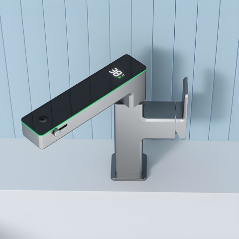 BATERIA UMYWALKOWA STOJĄCA ŁAZIENKOWA MEGI-GR SZARA WYŚWIETLACZ LED