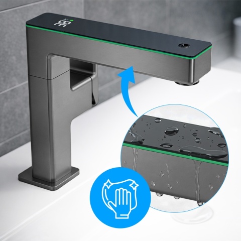 BATERIA UMYWALKOWA STOJĄCA ŁAZIENKOWA MEGI-GR SZARA WYŚWIETLACZ LED