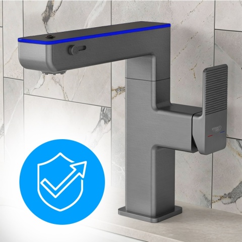 BATERIA UMYWALKOWA STOJĄCA ŁAZIENKOWA MEGI-GR SZARA WYŚWIETLACZ LED