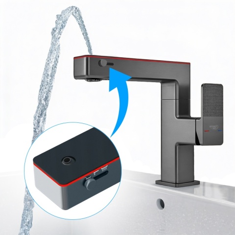 BATERIA UMYWALKOWA STOJĄCA ŁAZIENKOWA MEGI-GR SZARA WYŚWIETLACZ LED