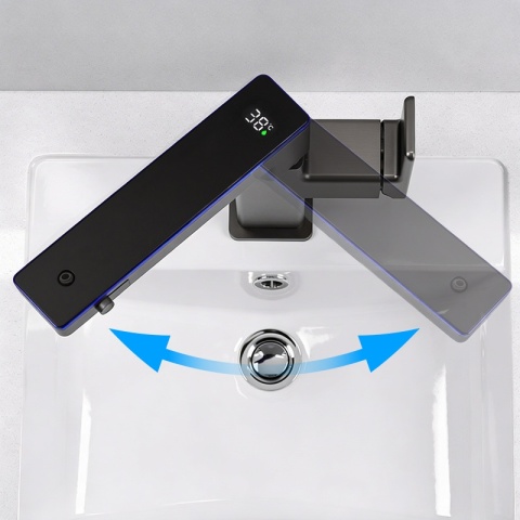 BATERIA UMYWALKOWA STOJĄCA ŁAZIENKOWA MEGI-GR SZARA WYŚWIETLACZ LED