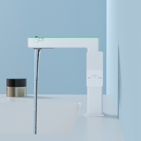 BATERIA UMYWALKOWA STOJĄCA ŁAZIENKOWA MEGI-WH BIAŁA WYŚWIETLACZ LED