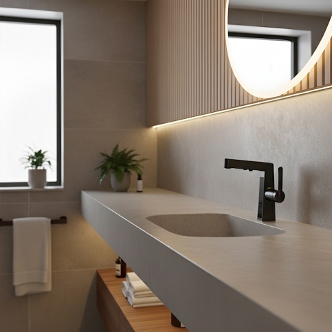 BATERIA UMYWALKOWA STOJĄCA ŁAZIENKOWA Z WYCIĄGANĄ WYLEWKĄ LIDIA-BL CZARNA LED