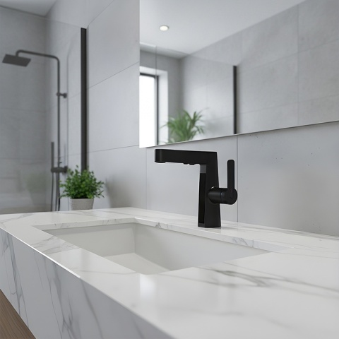 BATERIA UMYWALKOWA STOJĄCA ŁAZIENKOWA Z WYCIĄGANĄ WYLEWKĄ LIDIA-BL CZARNA LED