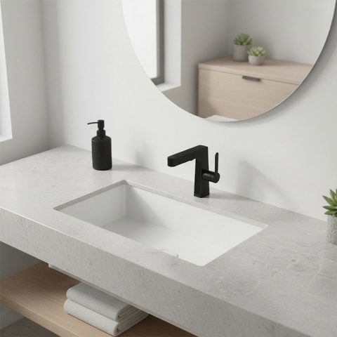 BATERIA UMYWALKOWA STOJĄCA ŁAZIENKOWA Z WYCIĄGANĄ WYLEWKĄ LIDIA-BL CZARNA LED