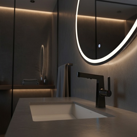 BATERIA UMYWALKOWA STOJĄCA ŁAZIENKOWA Z WYCIĄGANĄ WYLEWKĄ LIDIA-BL CZARNA LED