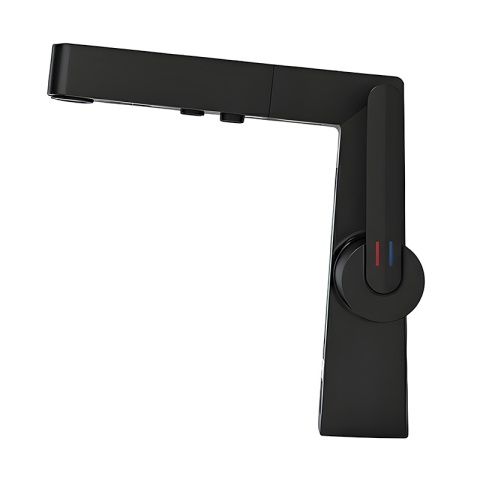 BATERIA UMYWALKOWA STOJĄCA ŁAZIENKOWA Z WYCIĄGANĄ WYLEWKĄ LIDIA-BL CZARNA LED