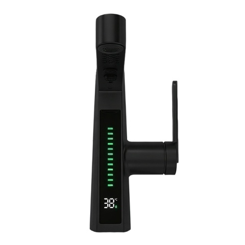 BATERIA UMYWALKOWA STOJĄCA ŁAZIENKOWA Z WYCIĄGANĄ WYLEWKĄ LIDIA-BL CZARNA LED