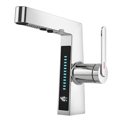 BATERIA UMYWALKOWA STOJĄCA ŁAZIENKOWA Z WYCIĄGANĄ WYLEWKĄ LIDIA-CH CHROM LED