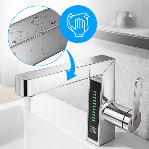 BATERIA UMYWALKOWA STOJĄCA ŁAZIENKOWA Z WYCIĄGANĄ WYLEWKĄ LIDIA-CH CHROM LED