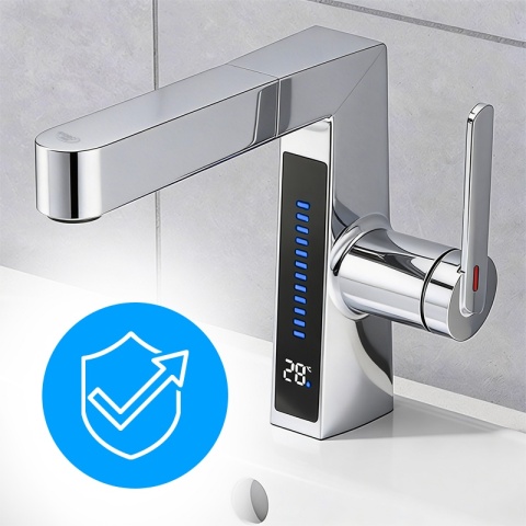 BATERIA UMYWALKOWA STOJĄCA ŁAZIENKOWA Z WYCIĄGANĄ WYLEWKĄ LIDIA-CH CHROM LED