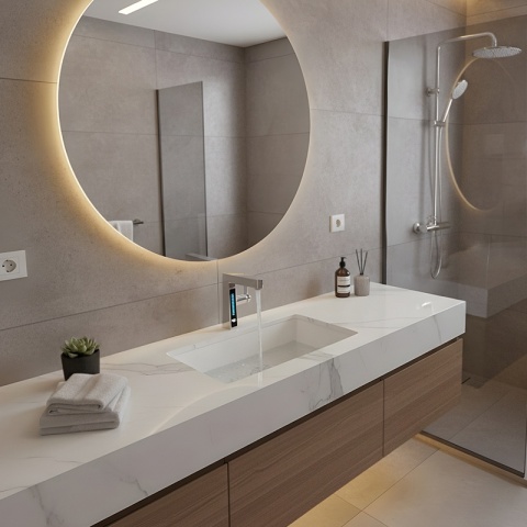 BATERIA UMYWALKOWA STOJĄCA ŁAZIENKOWA Z WYCIĄGANĄ WYLEWKĄ LIDIA-CH CHROM LED