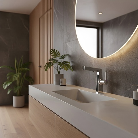 BATERIA UMYWALKOWA STOJĄCA ŁAZIENKOWA Z WYCIĄGANĄ WYLEWKĄ LIDIA-CH CHROM LED