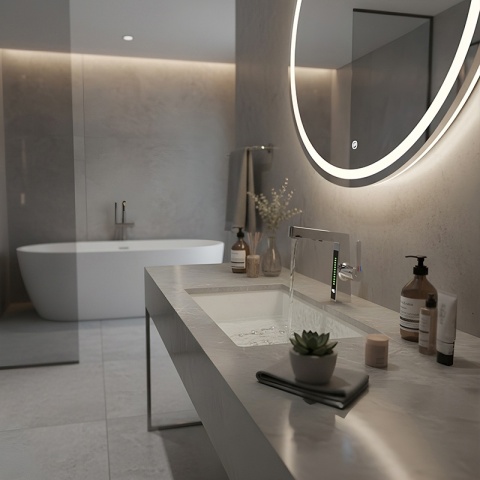 BATERIA UMYWALKOWA STOJĄCA ŁAZIENKOWA Z WYCIĄGANĄ WYLEWKĄ LIDIA-CH CHROM LED