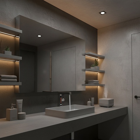 BATERIA UMYWALKOWA STOJĄCA ŁAZIENKOWA Z WYCIĄGANĄ WYLEWKĄ LIDIA-CH CHROM LED