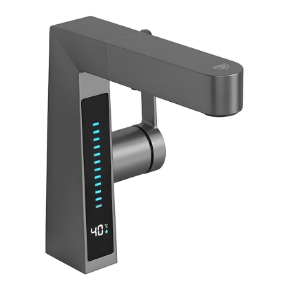 BATERIA UMYWALKOWA STOJĄCA ŁAZIENKOWA Z WYCIĄGANĄ WYLEWKĄ LIDIA-GR SZARA LED