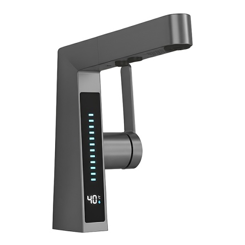 BATERIA UMYWALKOWA STOJĄCA ŁAZIENKOWA Z WYCIĄGANĄ WYLEWKĄ LIDIA-GR SZARA LED