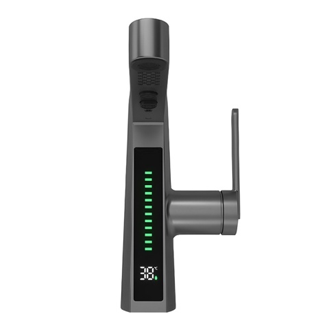 BATERIA UMYWALKOWA STOJĄCA ŁAZIENKOWA Z WYCIĄGANĄ WYLEWKĄ LIDIA-GR SZARA LED