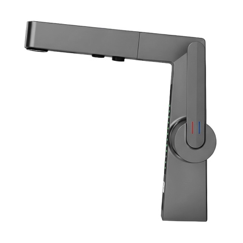 BATERIA UMYWALKOWA STOJĄCA ŁAZIENKOWA Z WYCIĄGANĄ WYLEWKĄ LIDIA-GR SZARA LED