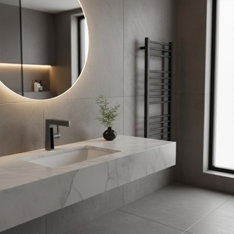 BATERIA UMYWALKOWA STOJĄCA ŁAZIENKOWA Z WYCIĄGANĄ WYLEWKĄ LIDIA-GR SZARA LED