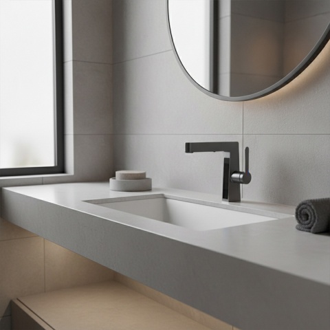 BATERIA UMYWALKOWA STOJĄCA ŁAZIENKOWA Z WYCIĄGANĄ WYLEWKĄ LIDIA-GR SZARA LED