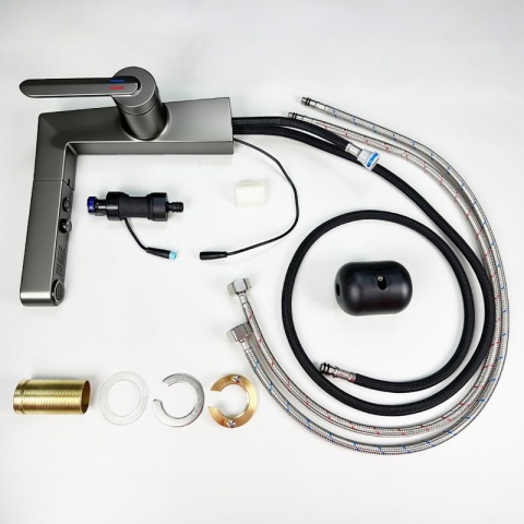 BATERIA UMYWALKOWA STOJĄCA ŁAZIENKOWA Z WYCIĄGANĄ WYLEWKĄ LIDIA-GR SZARA LED