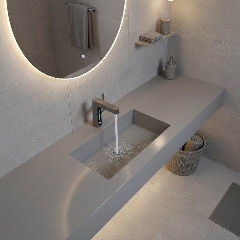 BATERIA UMYWALKOWA STOJĄCA ŁAZIENKOWA Z WYCIĄGANĄ WYLEWKĄ LIDIA-GR SZARA LED