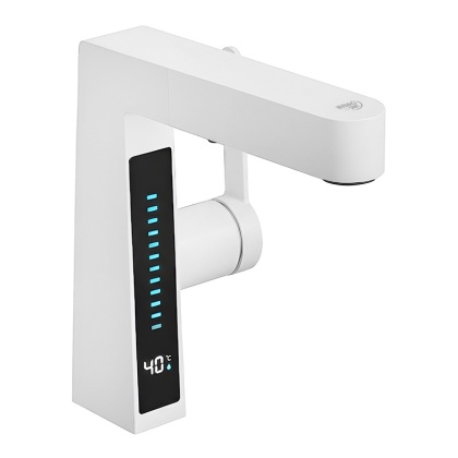 BATERIA UMYWALKOWA STOJĄCA ŁAZIENKOWA Z WYCIĄGANĄ WYLEWKĄ LIDIA-WH BIAŁA LED